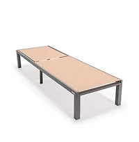 LeisureMod Marlin Patio Chaise Lounge Chair With Grey Aluminum Frame