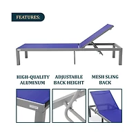 LeisureMod Grey Aluminum Outdoor Patio Chaise Lounge Chair