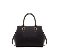 Susu Black Leather Satchel Bag Classic Pebble Leather Handbag with Top Handles & Detachable Shoulder Strap
