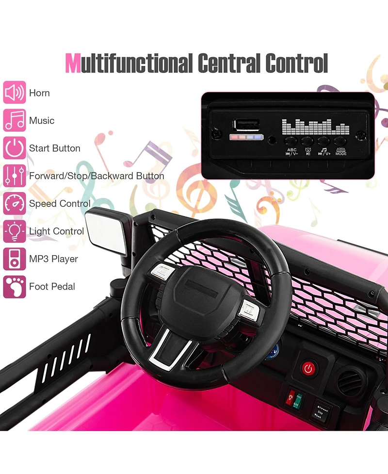 Akiudex 12V Kids Ride On Truck with Remote Control Music and Lights for Ages 3 to 7