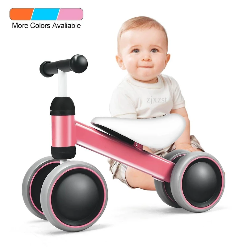 Baby Balance Bike for 2-Year-Old Boys and Girls No Pedal with 4 Wheels - Pink