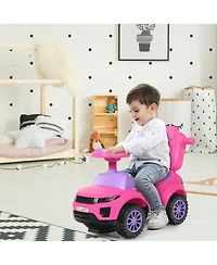 3-in-1 Ride-On Push Car Toddler Stroller with Music - Pink