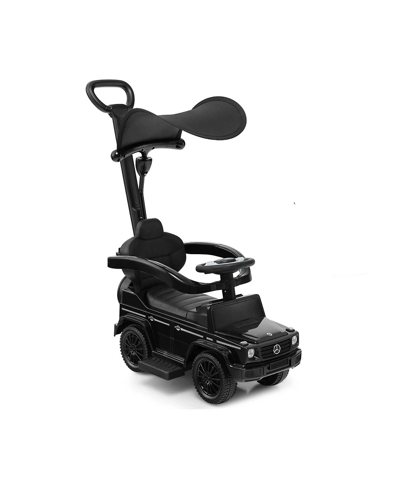 3-in-1 Ride-On Push Car Mercedes Benz G350 Stroller Sliding Car with Canopy - Black