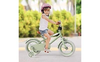 Kids Bike with Adjustable Handlebar and Saddle - Green - 12 Inches