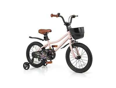 16 Inch Kids Bike with Basket and Adjustable Handlebar for Ages 4-7