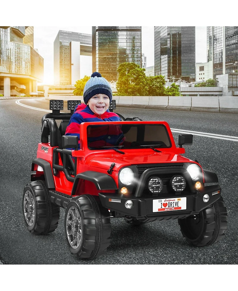 12V 2-Seater Ride-On Car Truck with Remote Control and Storage Room - Red