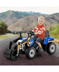 12V Kids Ride-On Road Roller with 2.4G Remote Control - Blue