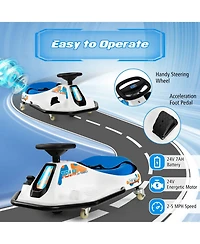 24V Electric Drifting Go-Kart for Kids with 360 Spin and Wireless Connection - Navy