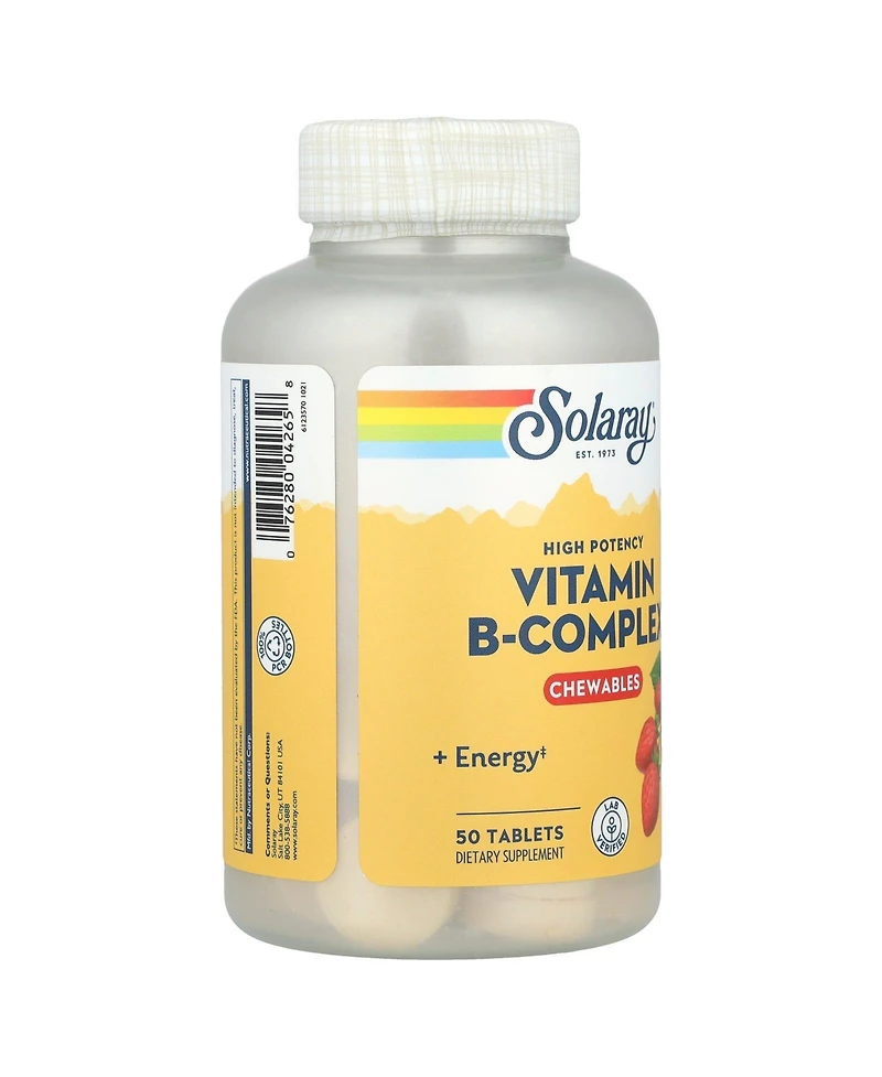 Solaray High Potency Vitamin B-Complex Chewables Natural Strawberry - 50 Tablets