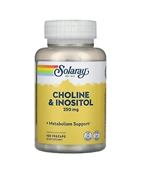 Solaray Choline & Inositol 250 mg | Two-Nutrient Combo for Healthy Fat Metabolism, Brain