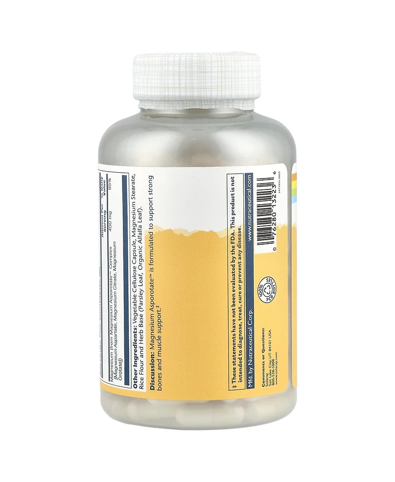 Solaray Magnesium Asporotate - 180 VegCaps (200 mg per Capsule)