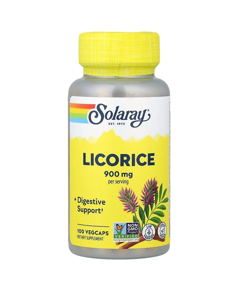 Solaray Licorice - 100 VegCaps (450 mg per Capsule)