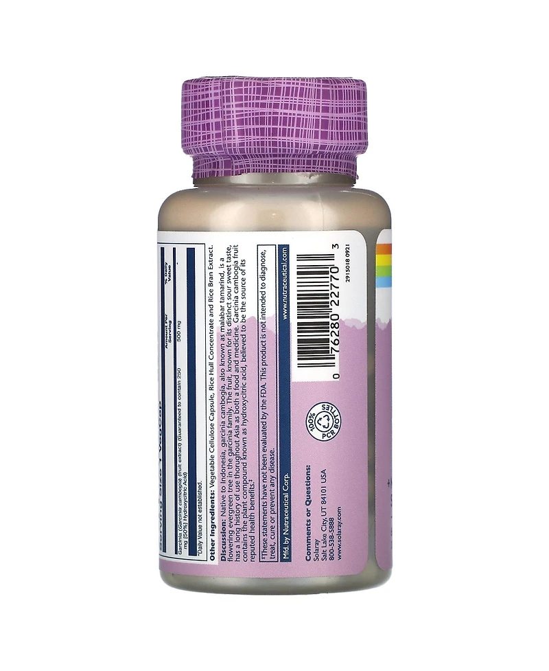 Solaray Guaranteed Potency Garcinia Cambogia Fruit Extract, Veg Cap (Btl-Plastic) 500mg |