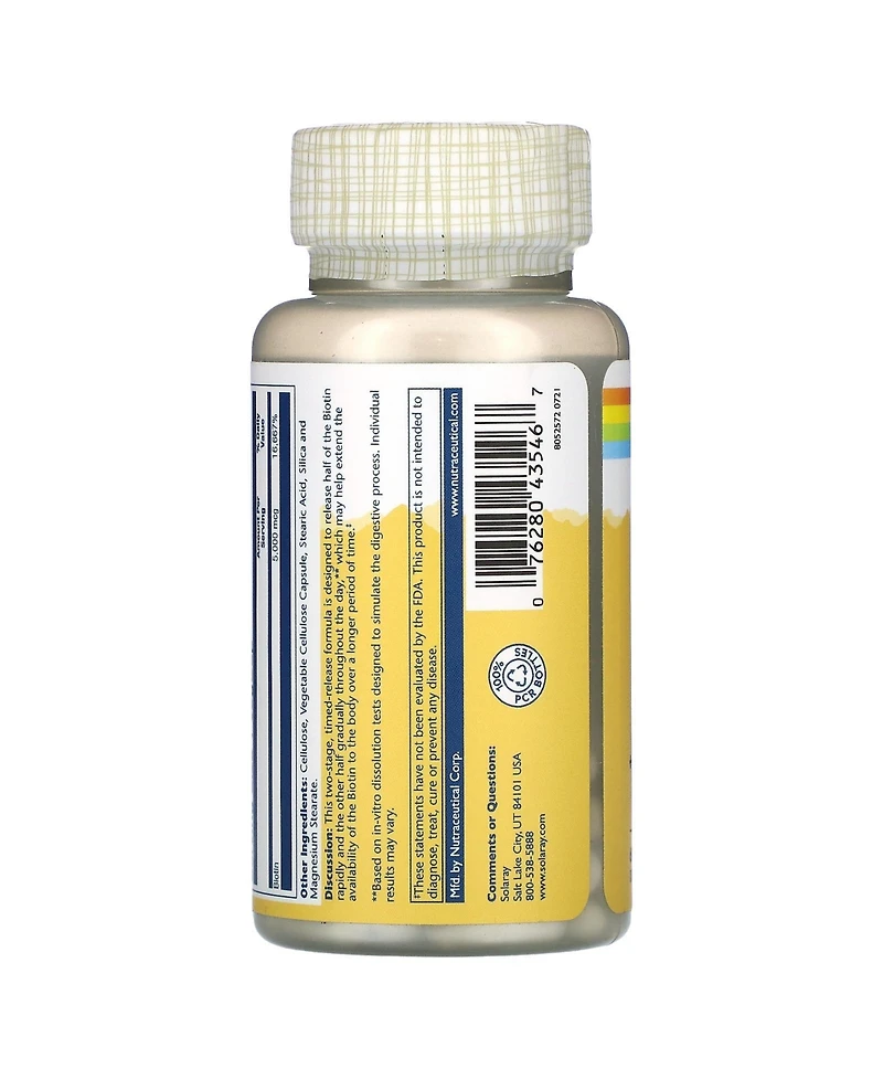 Solaray Biotin 5 000 mcg - 60 VegCaps