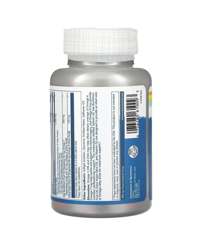 Solaray Super Omega 3-7-9 with Vitamin D-3 & Salmon Oil - 120 Softgels