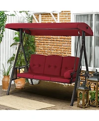 Boyel Living 3-Person Metal Patio Swing with Removable Cushion & Cup Holder Patio Swing Outdoor Porch Swing Chair for Adults for Garden Backyard Deck