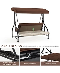 Boyel Living 3-Person Metal Patio Swing Outdoor Porch Chair for Adults Garden Backyard Deck