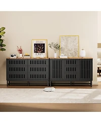 Casainc Storage Cabinet with Slatted Grille Striped Drawer