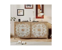 Casainc 60" Wood Storage Cabinet with 4 Doors