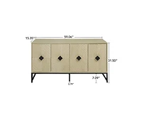 Casainc Carved Storage Cabinet with 4 Door Coffee Bar Cabinet With Adjustable Shelf