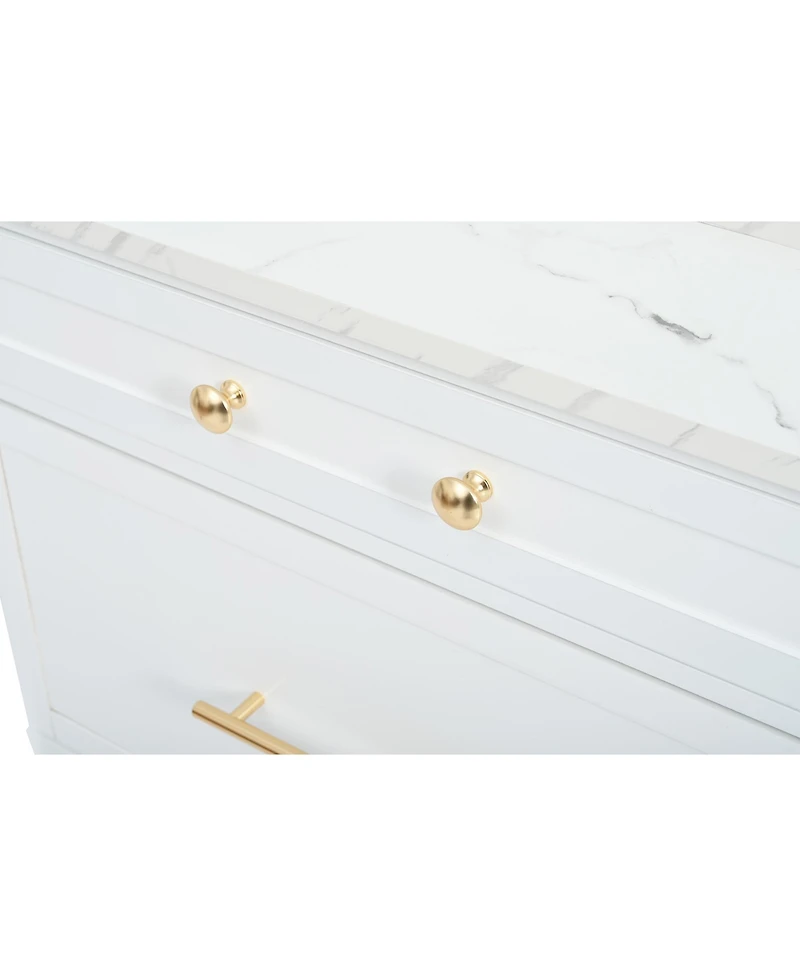 Casainc 83.7" Tall Freestanding Kitchen Pantry with Faux Marble Top and 5 Storage Drawers
