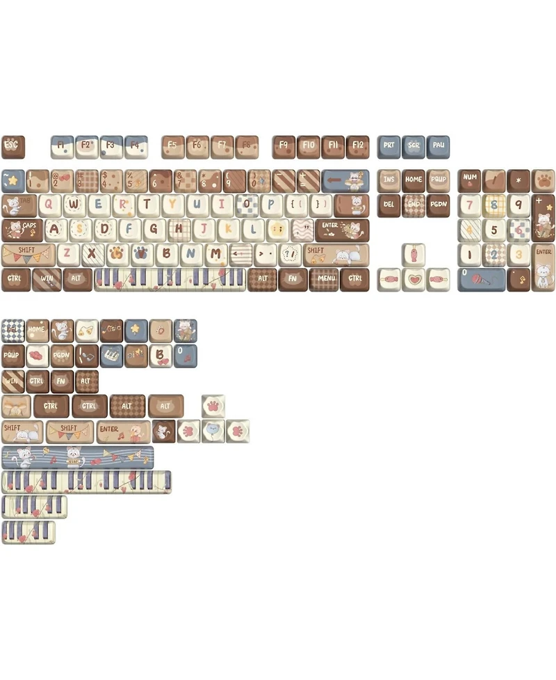 Dye-Sub Pbt Keycap Set, Mao Profile, 142 Full Keys Cute Cat Custom Keycaps with Key Puller for Cherry Gateron Mx Switches Mechanical Gaming Keyboard