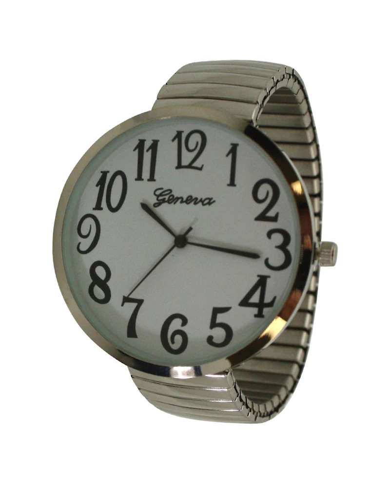 Olivia Pratt Silver Super Large Face Stretch Strap Watch