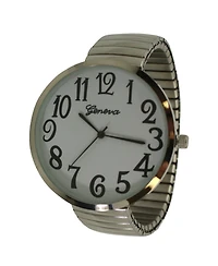 Olivia Pratt Silver Super Large Face Stretch Strap Watch