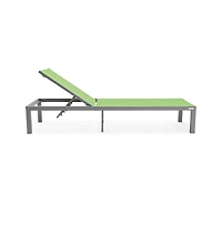 LeisureMod Marlin Patio Chaise Lounge Chair With Grey Aluminum Frame