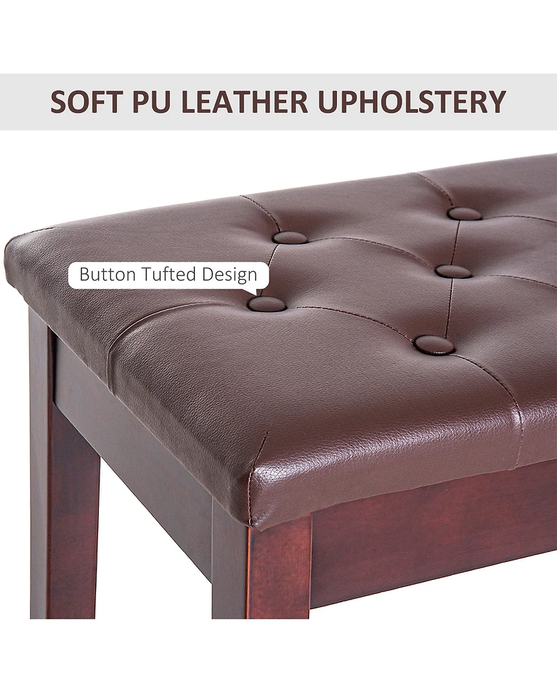 Homcom Pu Leather Piano Bench Padded Double Duet Storage Upholste Seat