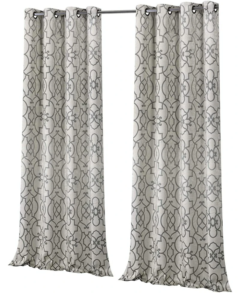 Kate Aurora Living 2 Pack Reversible Geometric Room Darkening Grommet Curtains - 38 in. W x 84 L, Lavender/Purple