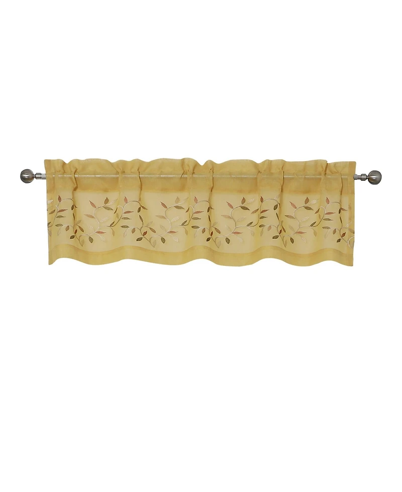 Kate Aurora Shabby Sheer Embroidered Complete 3 Piece Floral Rod Pocket Cafe Kitchen Curtain Tier & Valance Set