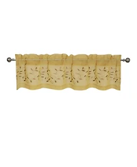 Kate Aurora Shabby Sheer Embroidered Complete 3 Piece Floral Rod Pocket Cafe Kitchen Curtain Tier & Valance Set