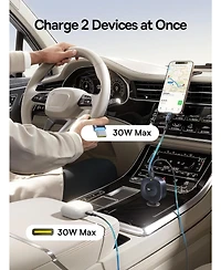Baseus Retractable Car Charger Usb C Fast Charging, 60W Ultra-Mini Fast Car Charger with Retractable Usb C Cable
