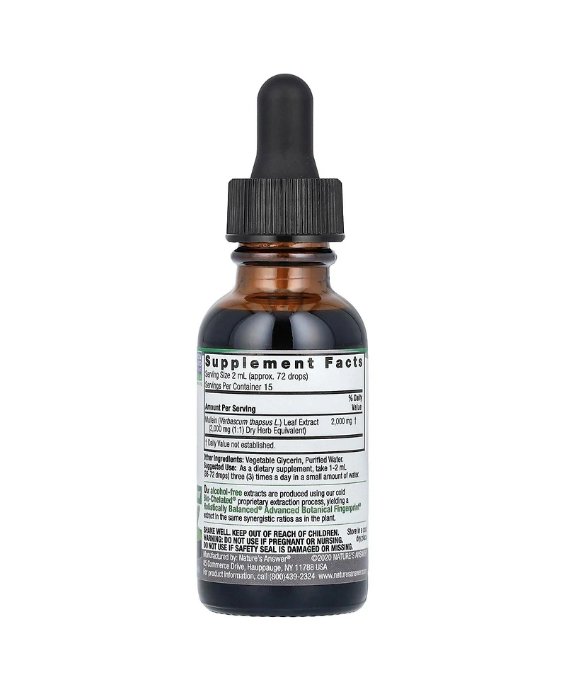 Nature's Answer Mullein Leaf Fluid Extract Alcohol-Free 2 000 mg - 1 fl oz (30 ml)