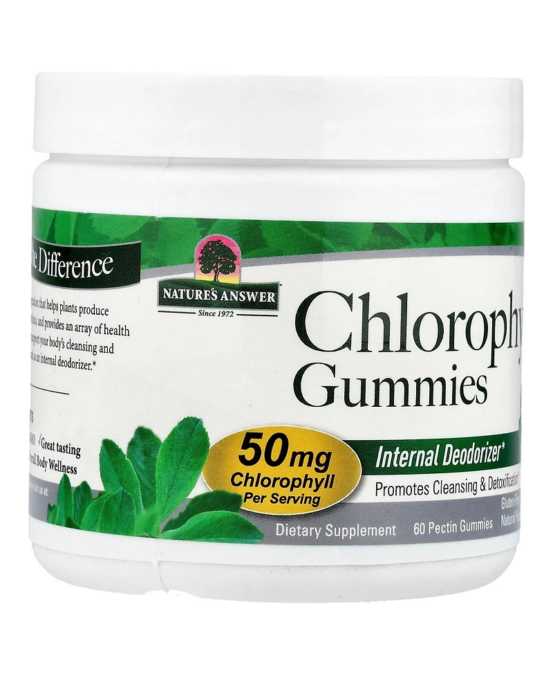 Nature's Answer Chlorophyll Gummies 60 Count | Natural Internal Deodorant | Skin & Hair