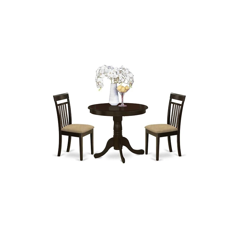 East West Furniture 3 Pc small Kitchen Table set-breakfast nook plus 2 dinette Chairs