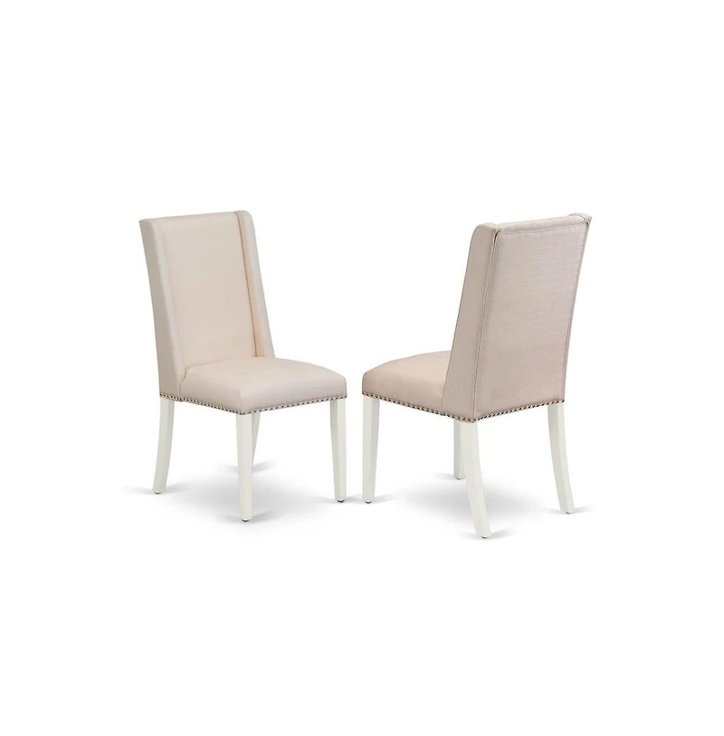 East West Furniture 5-Piece Modern Dining Room Set an Excellent Distressed Jacobean Dining Table Top and 4 Attractive Linen Fabric Parson Chairs with