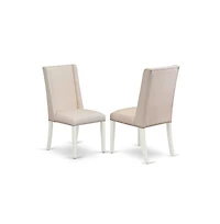 East West Furniture 5-Piece Modern Dining Room Set an Excellent Distressed Jacobean Dining Table Top and 4 Attractive Linen Fabric Parson Chairs with