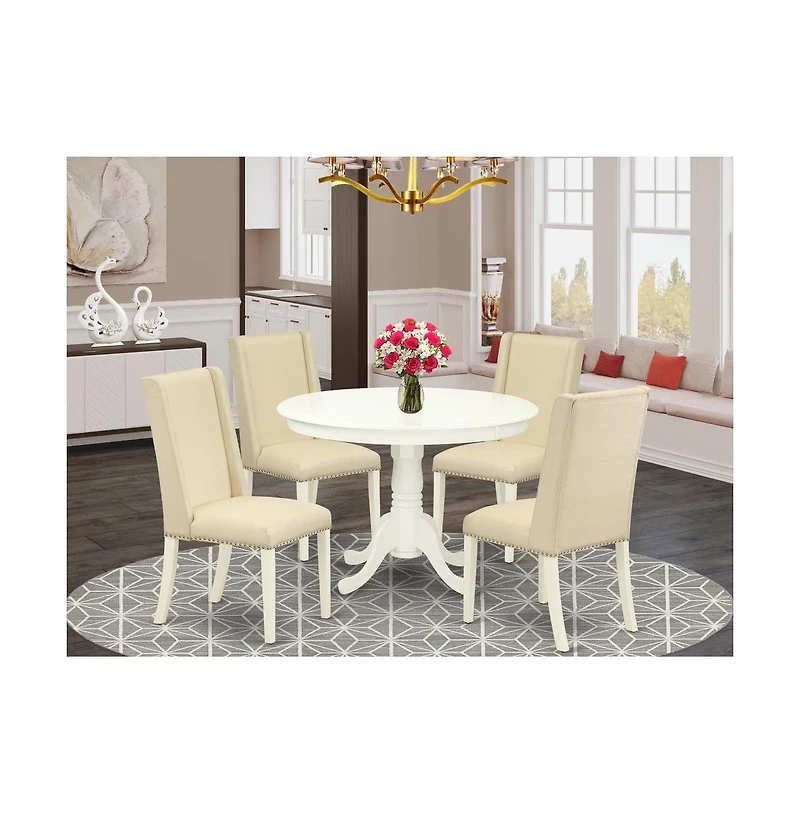 East West Furniture Dining Room Set Linen White