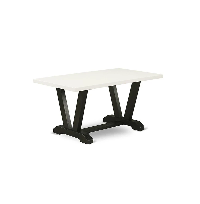 East West Furniture 5-Pc Kitchen Table Set Includes 4 Upholstered Chairs with Upholstered Seat and High Back and a Rectangular Dinner Table