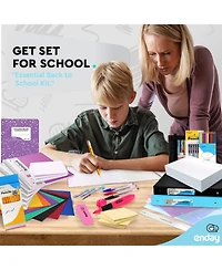 Enday 75-Piece School Supplies Kit for Kindergarten & 1st Grade – Back to School Kit for Girls & Boys – Essential Supplies for Kids