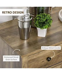 Homcom Farmhouse Sideboard Buffet Table Storage Cabinet w/3 Drawers, Wood Finish