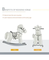 Qaba Kids Plush Ride-On Rocking Horse Toy Chair w/ Soft Plush Toy