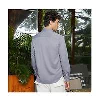 Campus Sutra Men's Coin Grey Waffle-Textured Shirt