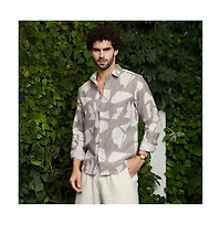 Campus Sutra Men's Tan Brown Abstract Heathered Shirt