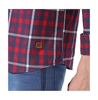 Campus Sutra Men's Navy Blue & Red Tartan Plaid Shirt