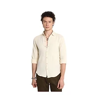 Campus Sutra Men's Ivory White Weave-Textured Shirt