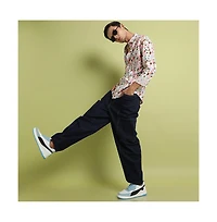 Campus Sutra Men's Blue & Pink Leaf Strokes Shirt