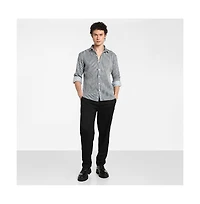 Campus Sutra Men's Midnight Black & Powder White Pleat-Creased Shirt